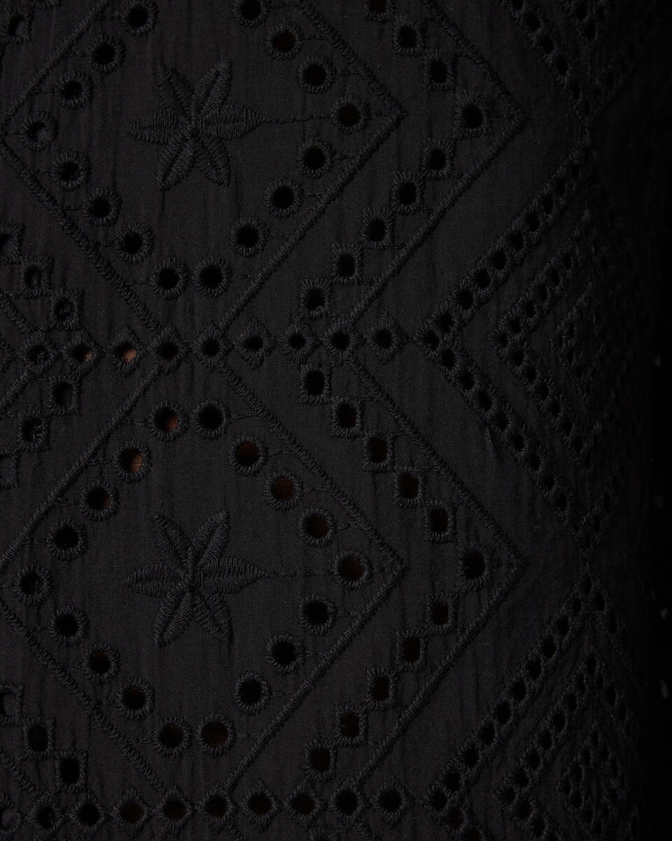 Embroidery Cuban Collar Button-up Shirt, Black, hi-res